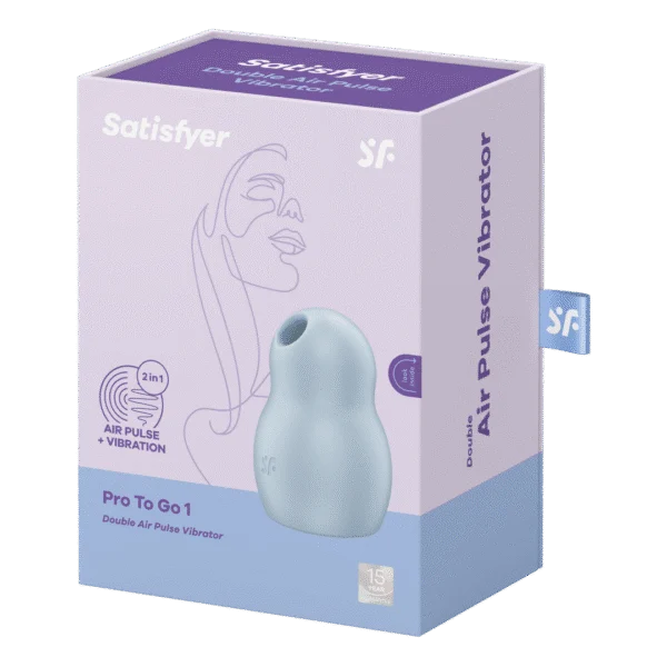 Succionador de clítoris Satisfyer – Vibrador doble – Pro to Go 1 - Vibrador Double Air Pulse - Azul Satisfyer