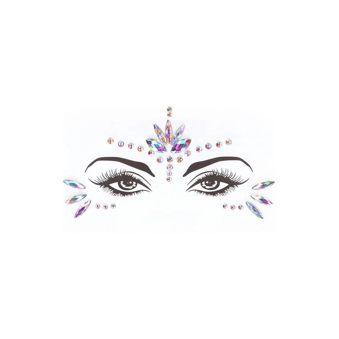 Conjunto de sujetador de dos piezas con ligueros y llamativa pegatina brillante Eye Contact Bling, talla única, multicolor - Imagen 6