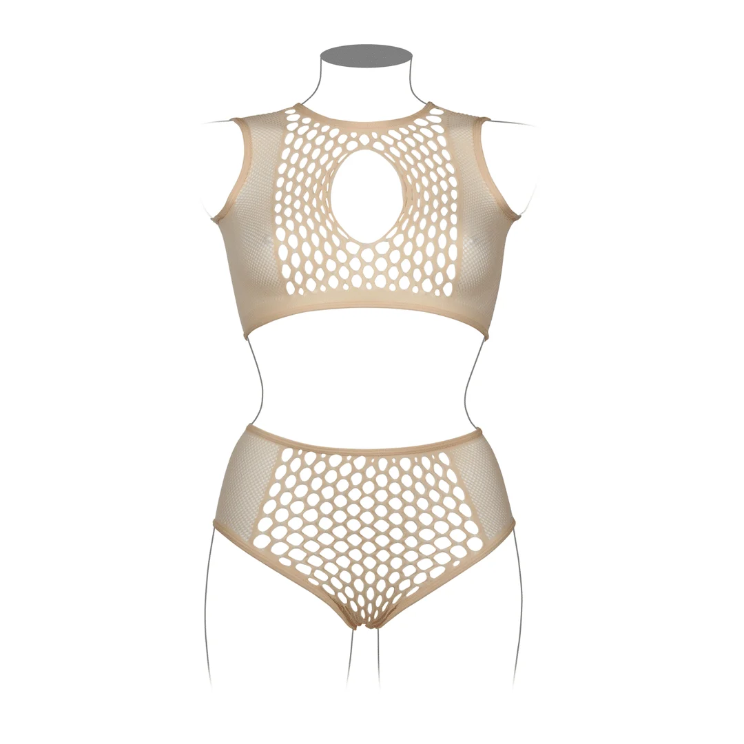 Conjunto de lencería con detalles de rejilla y abertura frontal para un look sensual con curvas - LIN - Imagen 6
