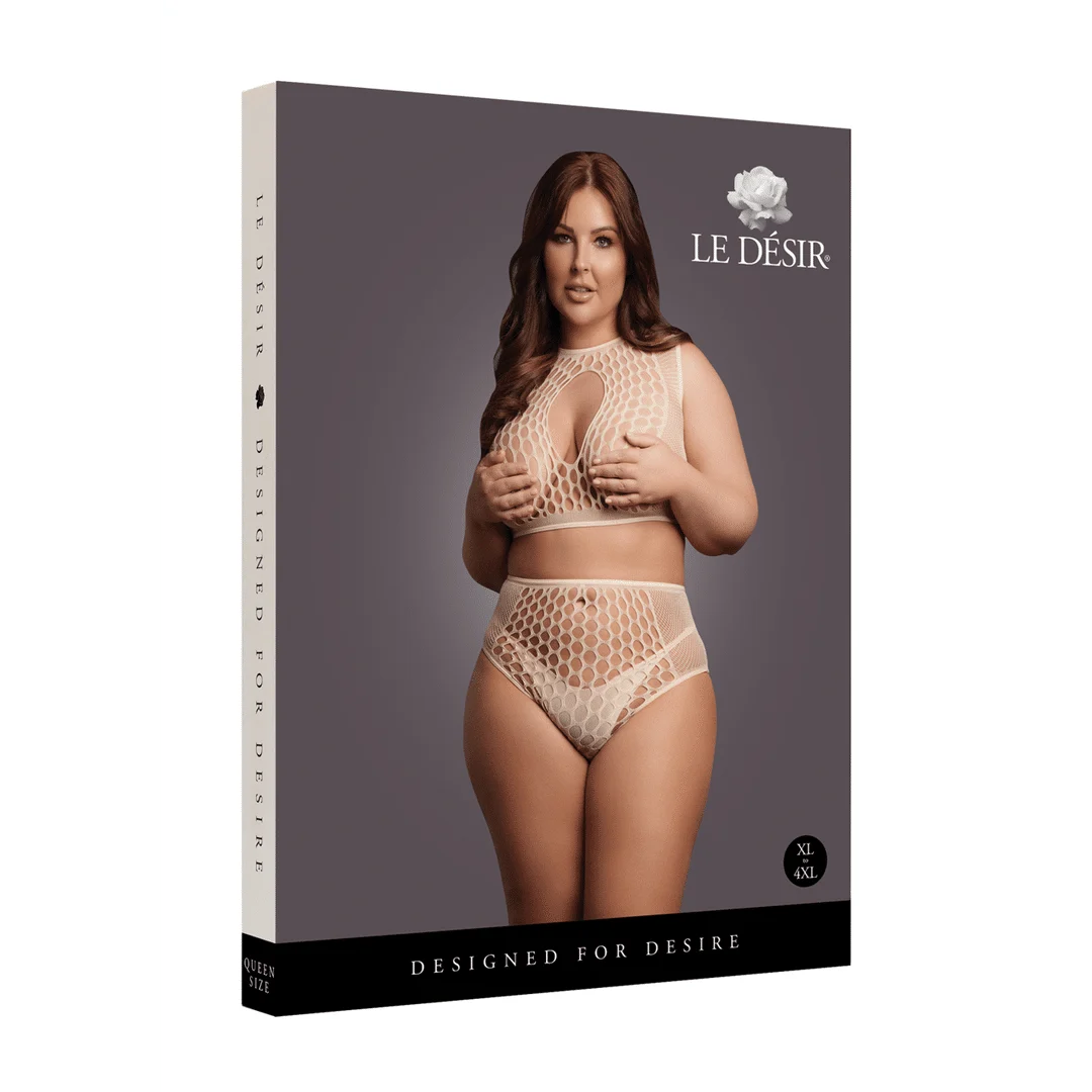 Conjunto de lencería con detalles de rejilla y abertura frontal para un look sensual con curvas - LIN - Imagen 1