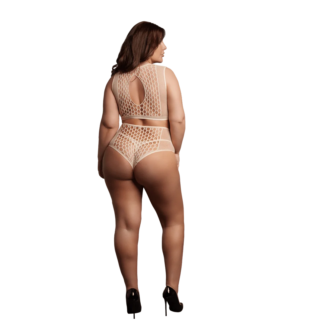 Conjunto de lencería con detalles de rejilla y abertura frontal para un look sensual con curvas - LIN - Imagen 3