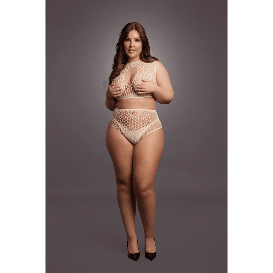 Conjunto de lencería con detalles de rejilla y abertura frontal para un look sensual con curvas - LIN - Imagen 4