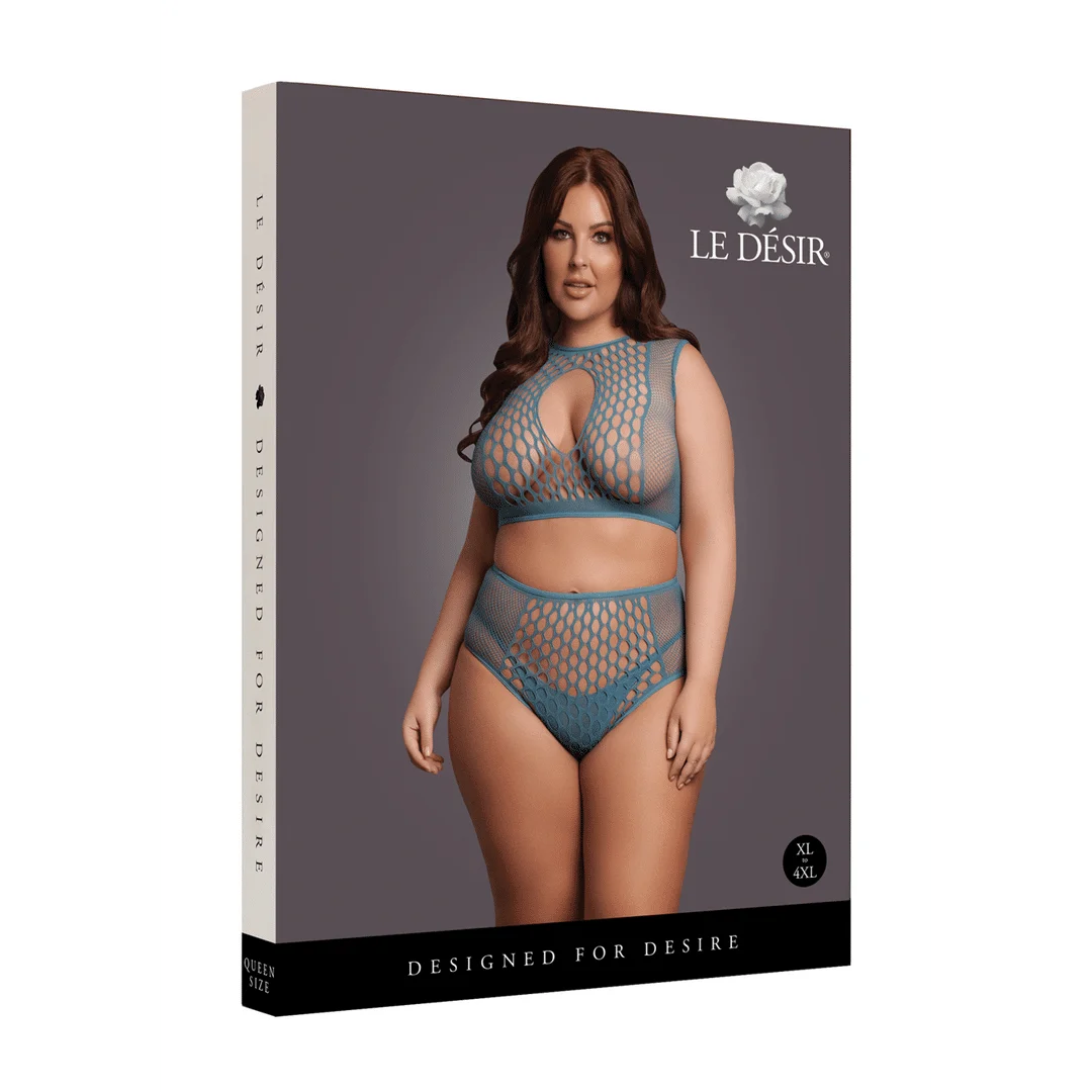 Conjunto de lencería con detalles de rejilla y abertura frontal para un look sensual con curvas - LIN - Imagen 7