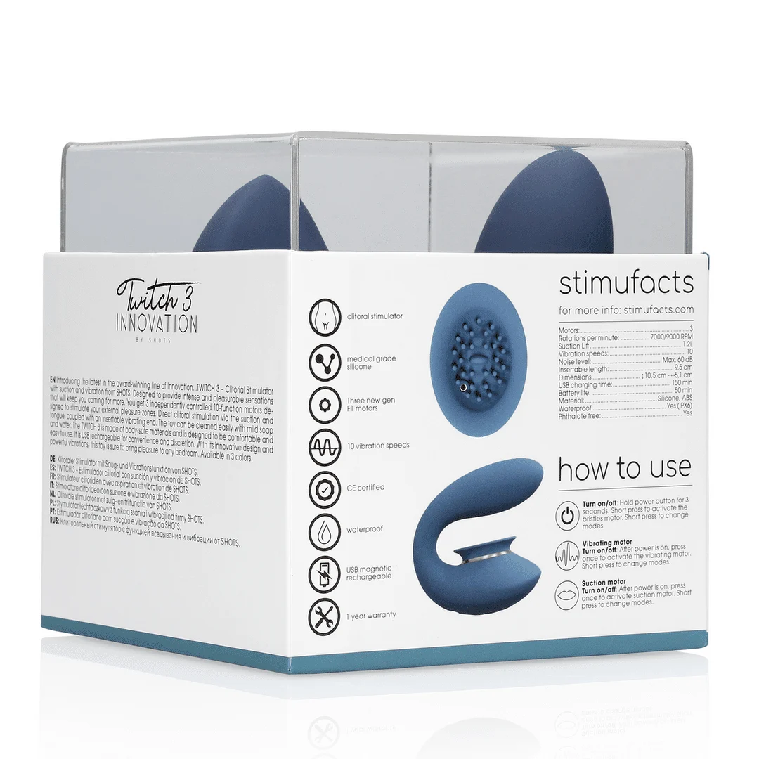 Vibrador de presión de aire – Estimulador con lengua móvil – Twitch 3 - Vibrador recargable y succión/ Innovation by Shots - Imagen 2