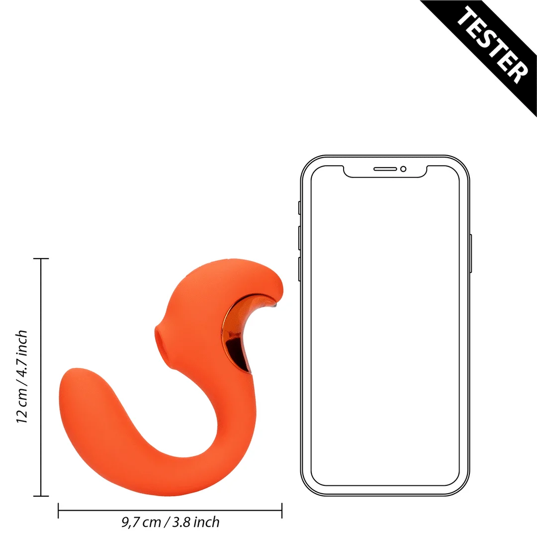 Vibrador de presión de aire – Vibrador para el punto G – Vibrador para el punto G con ondas pulsantes clitorianas – Untamed Orange Loveline by Shots - Imagen 11