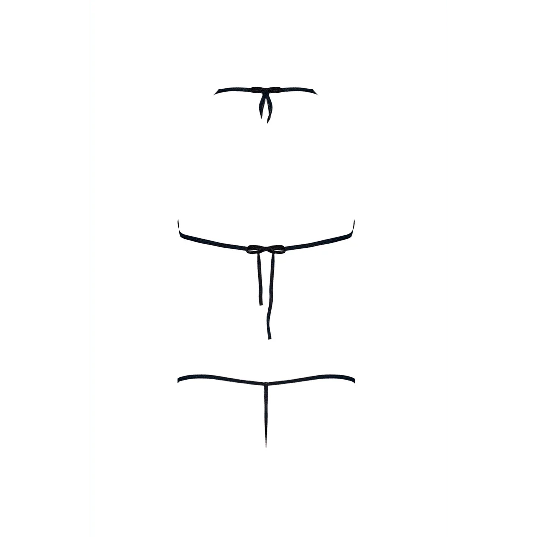 Conjunto negro de sujetador y tanga con tiras - Imagen 5