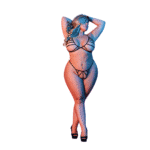 Conjunto negro de sujetador y tanga con tiras - Imagen 2