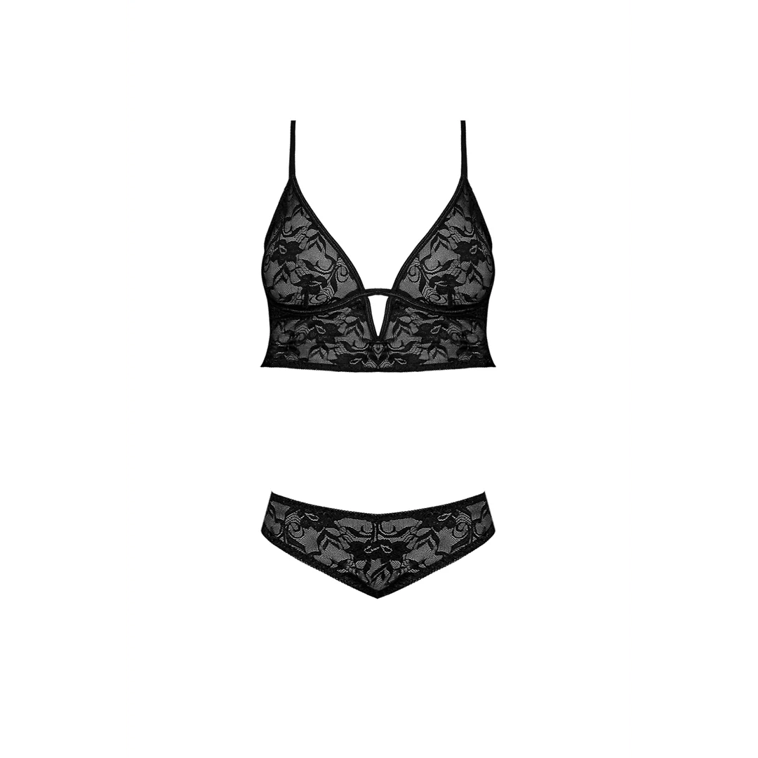 Bralette y braguita de encaje Magic Silk, negro, 2X - Imagen 4