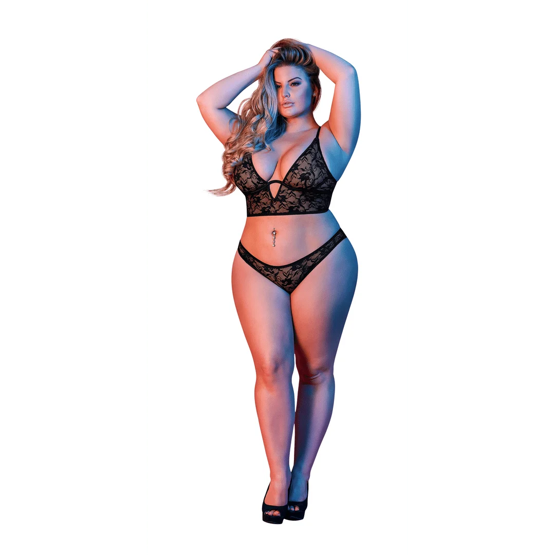 Bralette y braguita de encaje Magic Silk, negro, 2X - Imagen 6