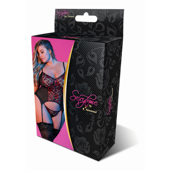 Conjunto de liguero de encaje con un estilo romántico para siluetas curvy – Exposed