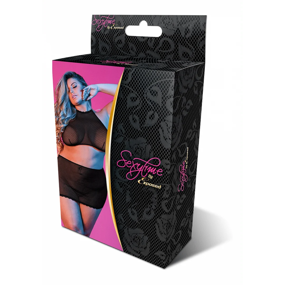 Top halter de tul de lunares y minifalda de Magic Silk - Imagen 1
