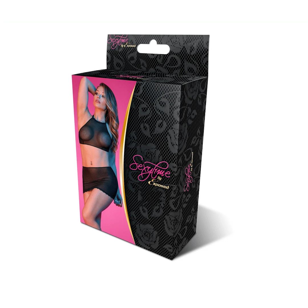 Top halter de tul de lunares y minifalda de Magic Silk - Imagen 7
