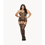 Body de rejilla con ligueros para un look de lencería con curvas – Dreamgirl - Imagen 2