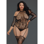 Body de rejilla con cuello alto y hombros descubiertos para curvas - Dreamgirl - Imagen 2