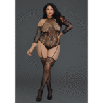 Body de rejilla con cuello alto y hombros descubiertos para curvas - Dreamgirl - Imagen 4