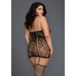 Body de encaje con ligueros y cuello halter para silueta curvy Dreamgirl - Imagen 3