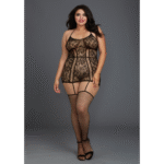 Body de encaje con ligueros y cuello halter para silueta curvy Dreamgirl - Imagen 4