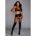 Conjunto de liguero con bralette de cuello alto sin costuras para un look de lencería | Dreamgirl - Imagen 2