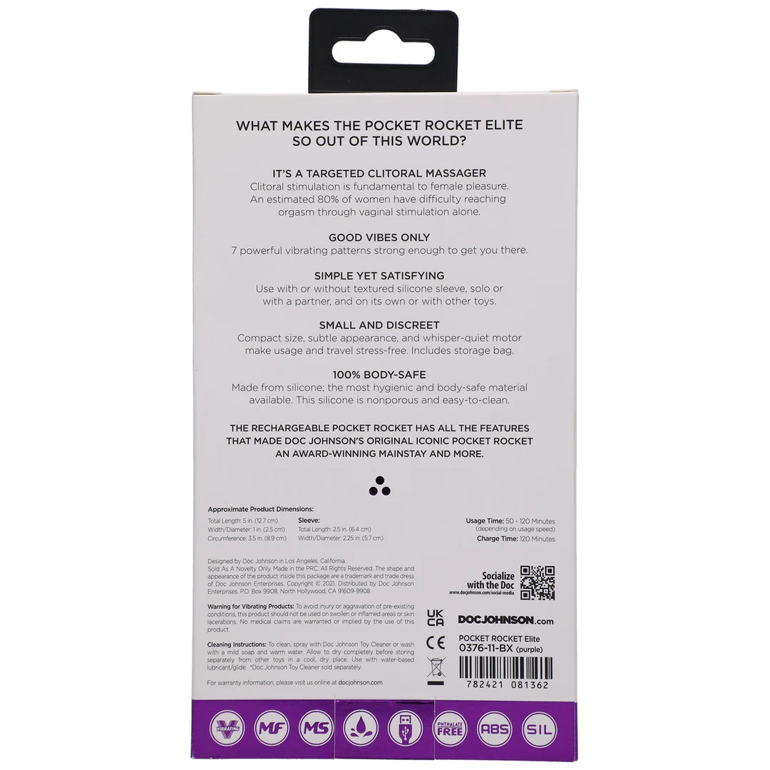 Mini vibrador Pocket Rocket Elite de Doc Johnson - Imagen 2
