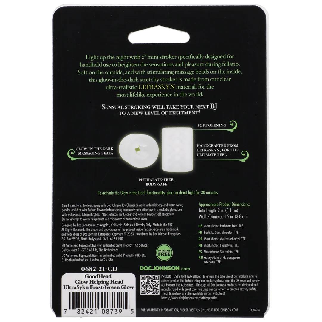 Funda masturbadora de bolsillo que brilla en la oscuridad – Frost / brillo verde - Imagen 2