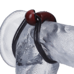 Anillo para el pene sin vibración con práctico diseño de cierre y lazo – Negro/Rojo - Imagen 5
