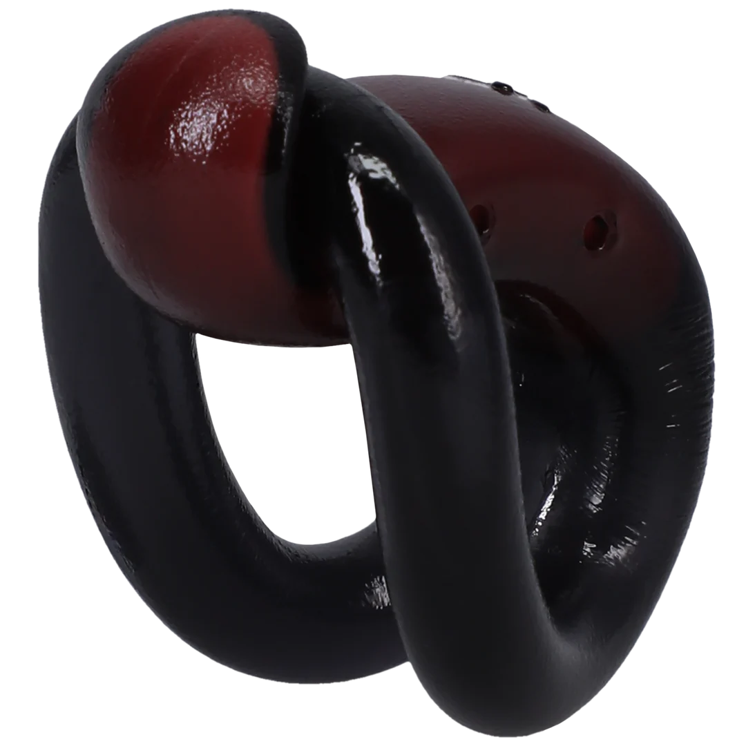 Anillo para el pene sin vibración con práctico diseño de cierre y lazo – Negro/Rojo - Imagen 2