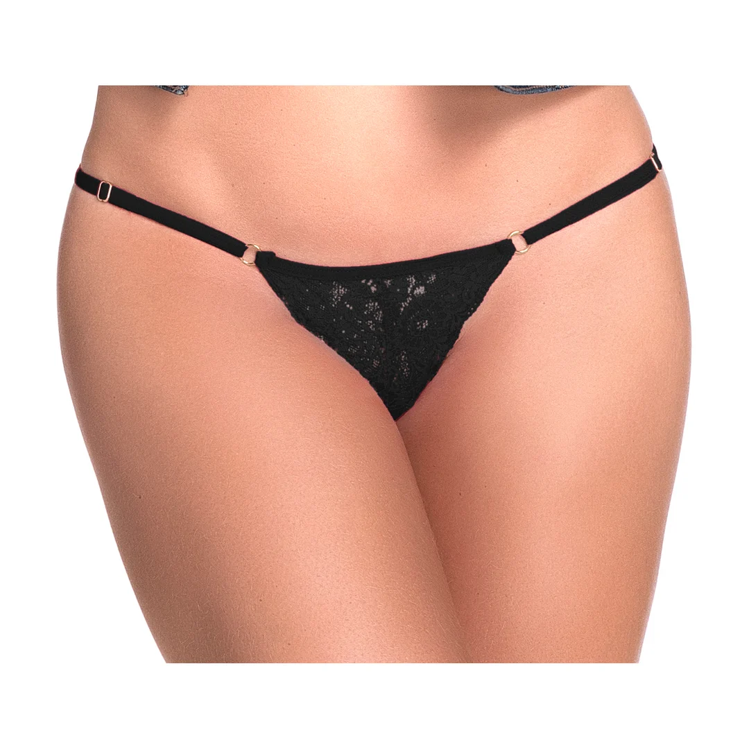 Tanga con abertura de encaje Mapalé, M/L, negro - Imagen 2