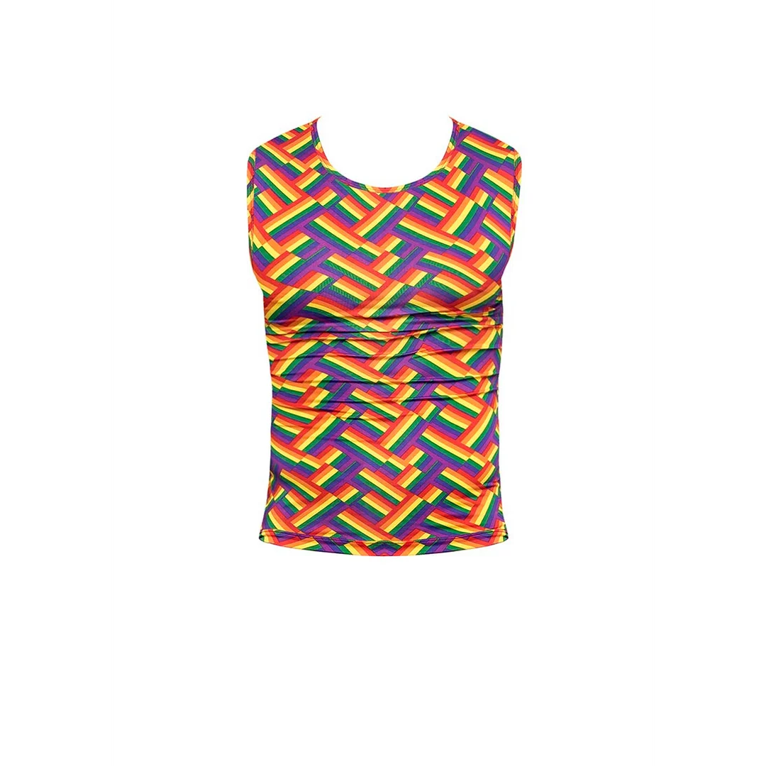 Camiseta de tirantes Fitness de Male Power con estampado arcoíris, talla S - Imagen 3