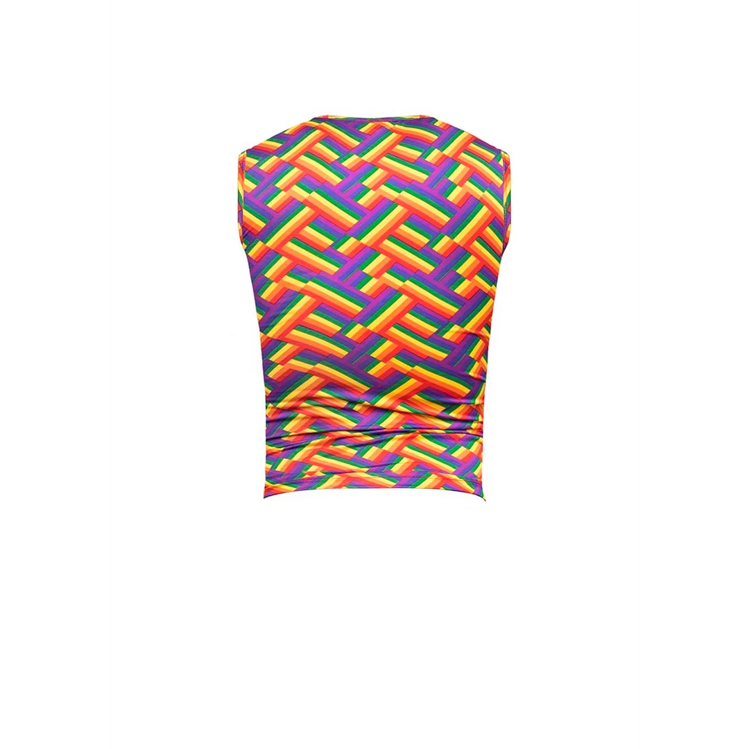 Camiseta de tirantes Fitness de Male Power con estampado arcoíris, talla S - Imagen 4