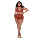 Conjunto de cuatro piezas Dreamgirl de rejilla y encaje - Imagen 4
