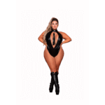 Dreamgirl Teddy halter de efecto piel sintética con flogger - Imagen 3