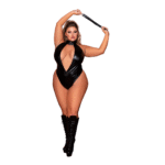 Dreamgirl Teddy halter de efecto piel sintética con flogger - Imagen 2