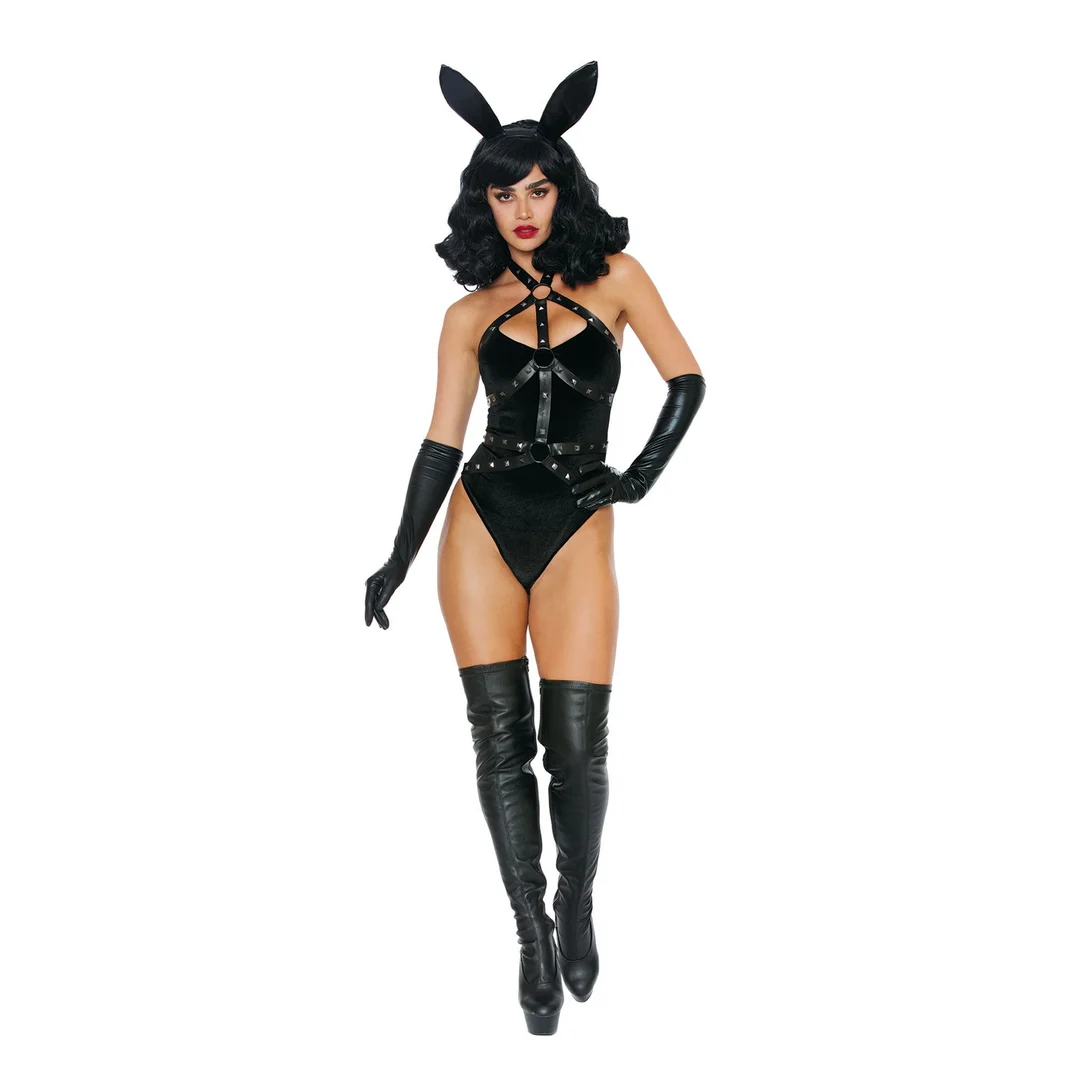 Disfraz de lencería para juegos de rol con arnés de conejita, ideal para una fiesta atrevida – LIN - Imagen 2