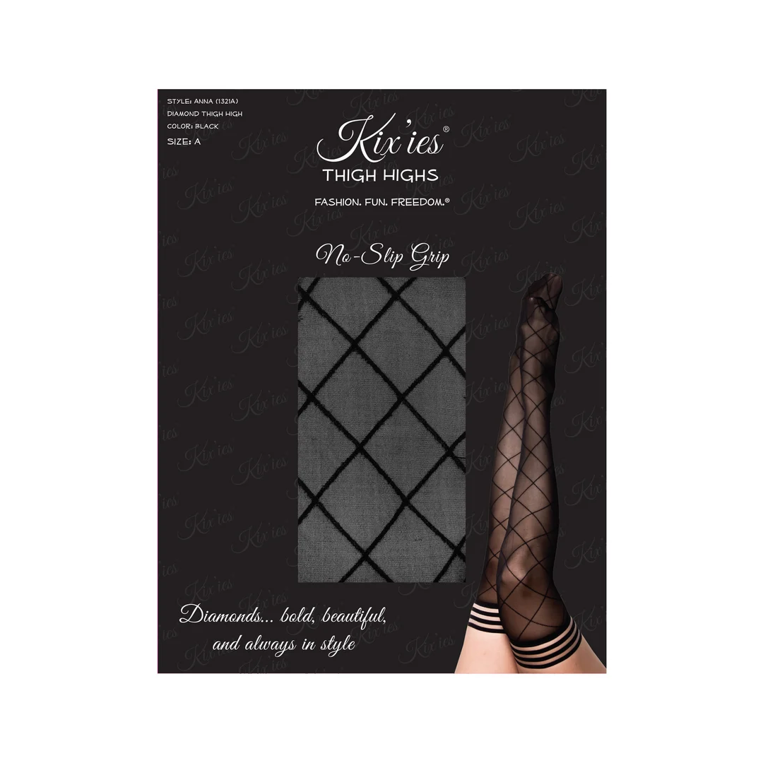 1321A-BLK-2 Medias Kix'ies Anna negras hasta el muslo, talla A - Imagen 1