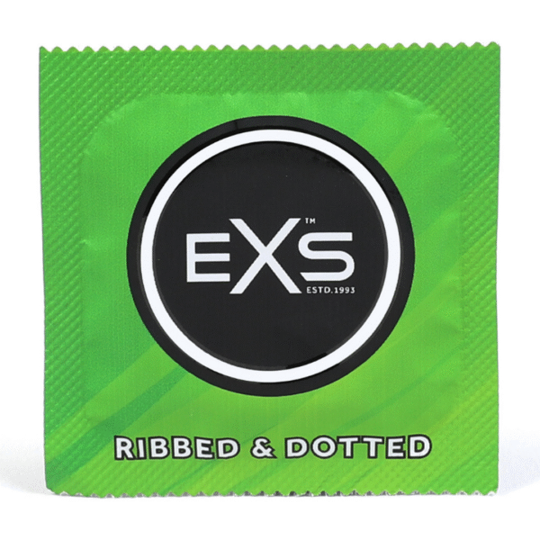 Preservativos EXS 3 in 1 ribbed, dotted y acampanados, 144 unidades