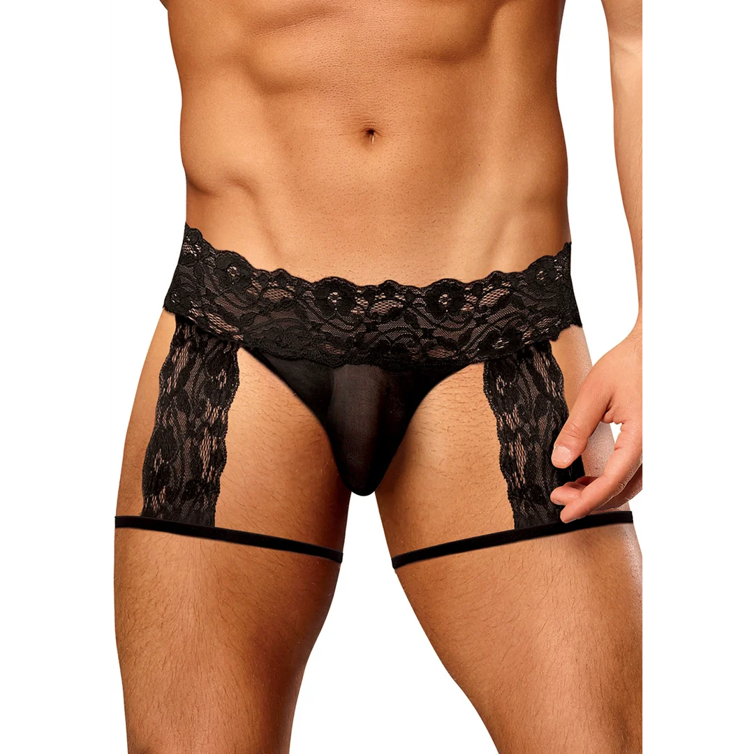 Short con liguero y encaje floral Male Power - Imagen 8