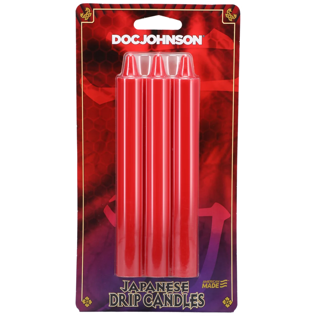 Velas japonesas de goteo, rojas, sensaciones cálidas seguras para la piel, aptas para todos los géneros, Doc Johnson, 3 unidades - Imagen 1