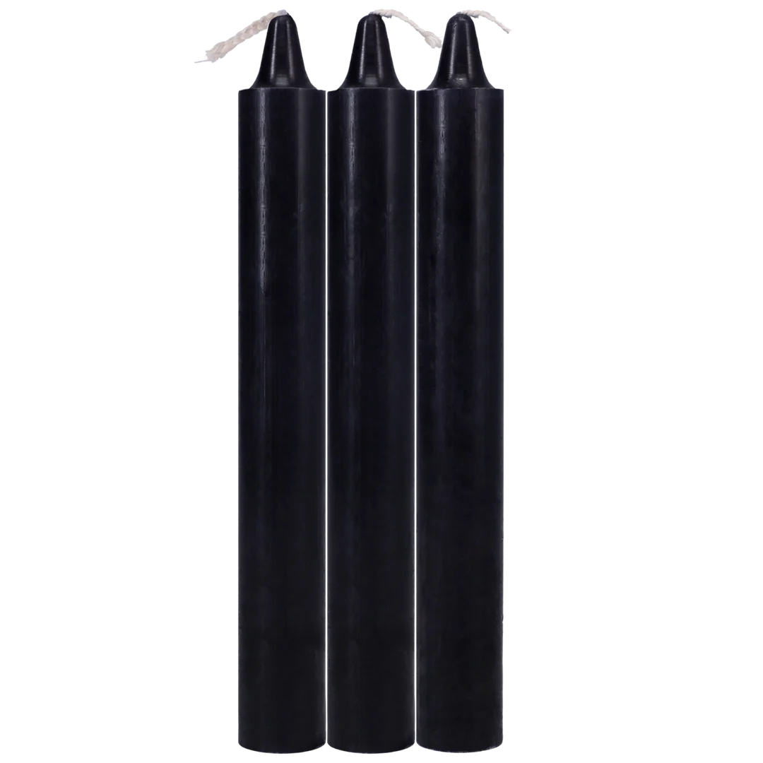 Velas japonesas de goteo, gotas cálidas seguras para la piel para el juego sensorial, aroma neutro, Doc Johnson, negras, 3 unidades - Imagen 2