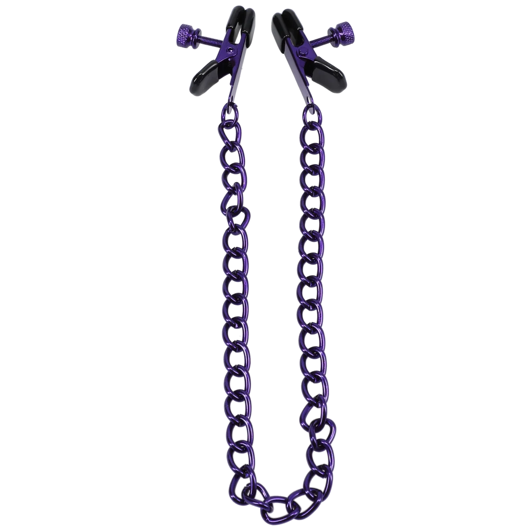 Pinzas BDSM ajustables para pezones, pinzas para pezones, moradas - Imagen 4