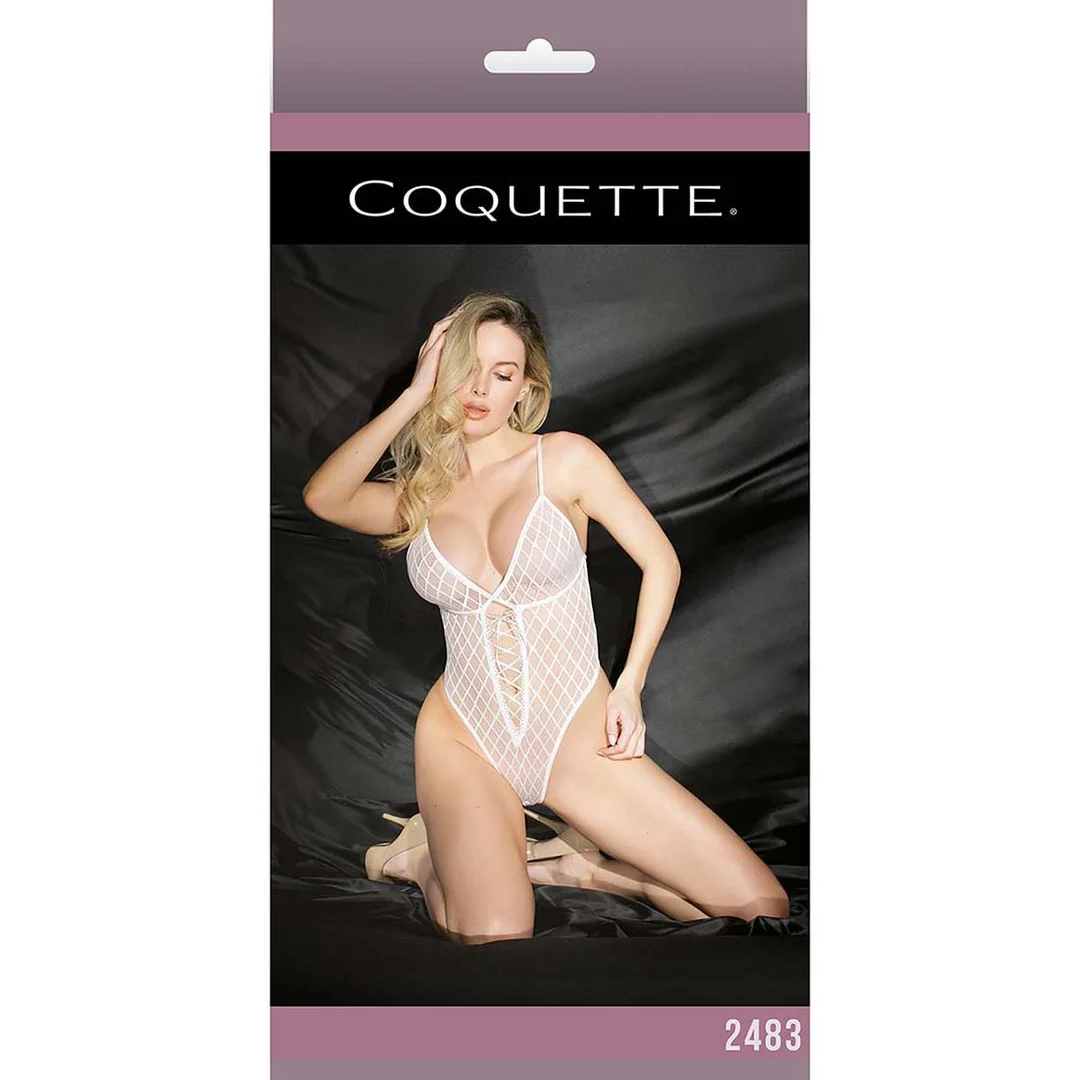 Teddy de corte alto Coquette con malla de rombos y detalle de lazo para looks curvy - Imagen 6