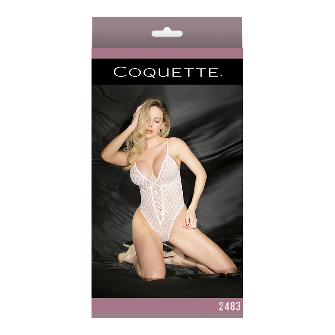 Teddy de corte alto Coquette con malla de rombos y detalle de lazo para looks curvy - Imagen 7