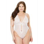 Teddy de corte alto Coquette con malla de rombos y detalle de lazo para looks curvy - Imagen 2