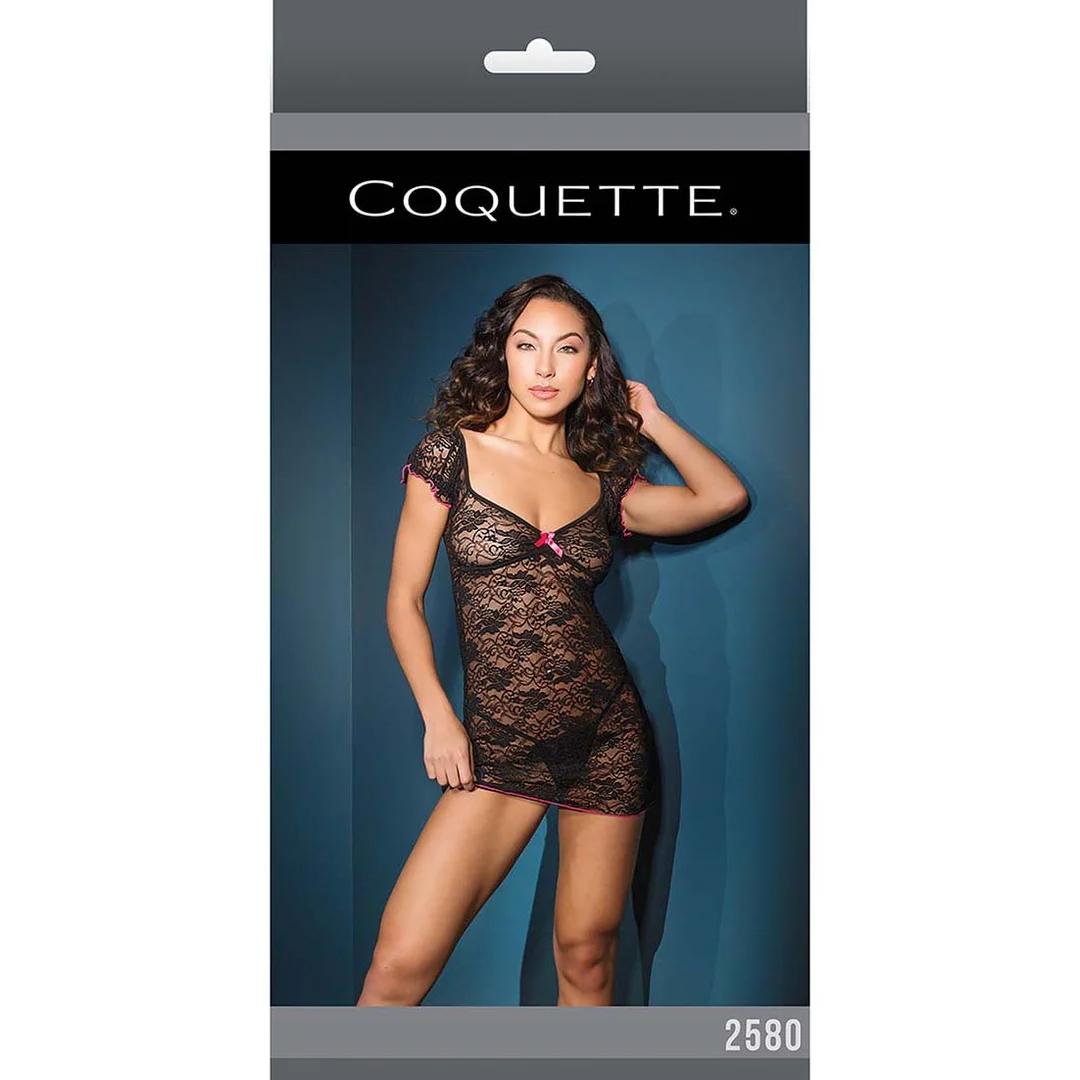 Babydoll de encaje en talla grande con detalles rosas y lazo para siluetas con curvas | Desirelle - Imagen 6