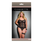 Top Cami Coquette con tanga, negro, talla grande
