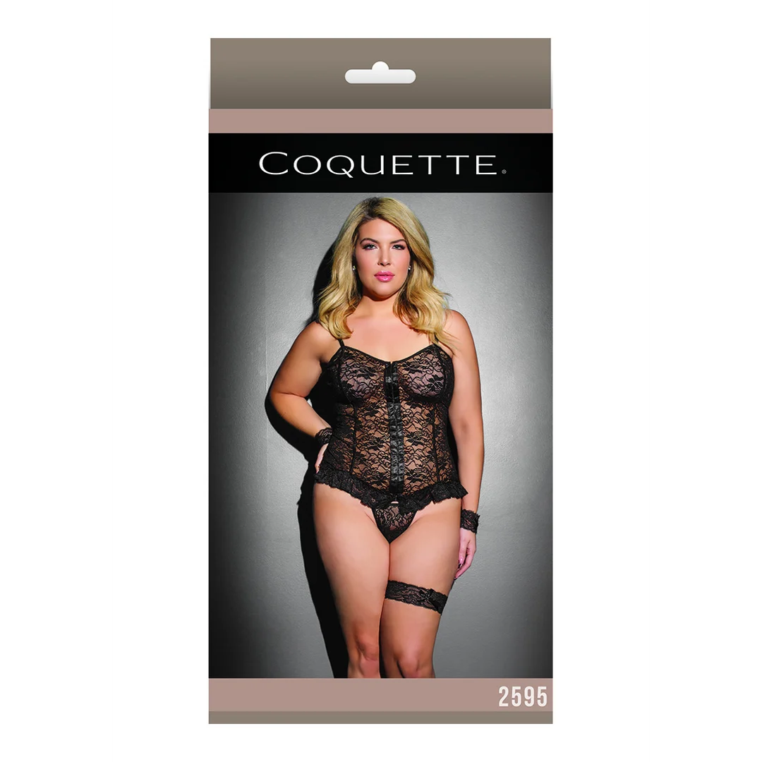 Top Cami Coquette con tanga, negro, talla grande - Imagen 1