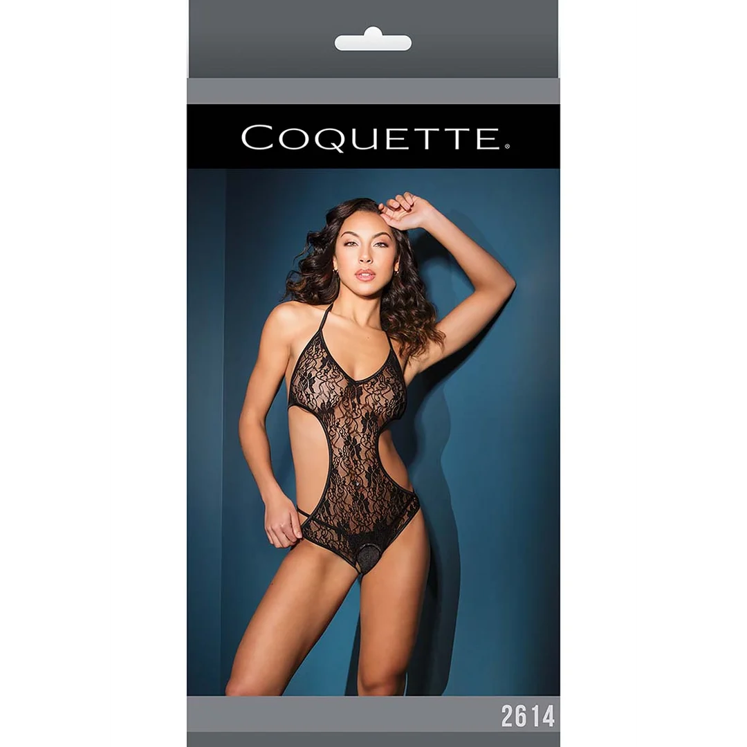 Teddy halter de encaje con entrepierna abierta para un look seductor – LIN - Imagen 1
