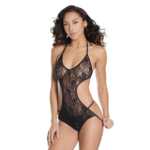 Teddy halter de encaje con entrepierna abierta para un look seductor – LIN - Imagen 3