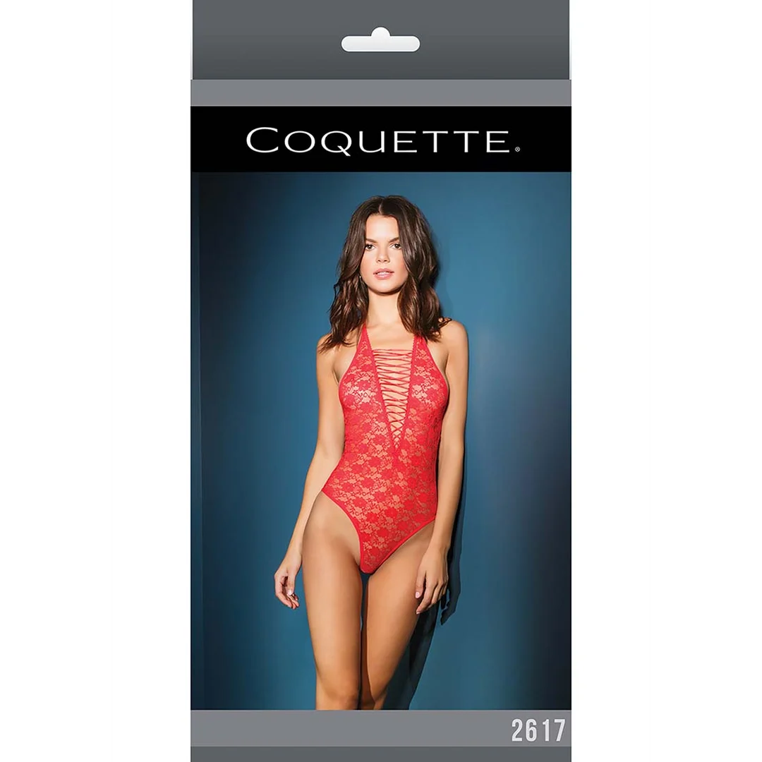 2617RED-OS-2 Teddy rojo de encaje Coquette - Imagen 1