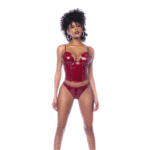 Conjunto bustier Mapalé en rojo vino brillante - Imagen 2