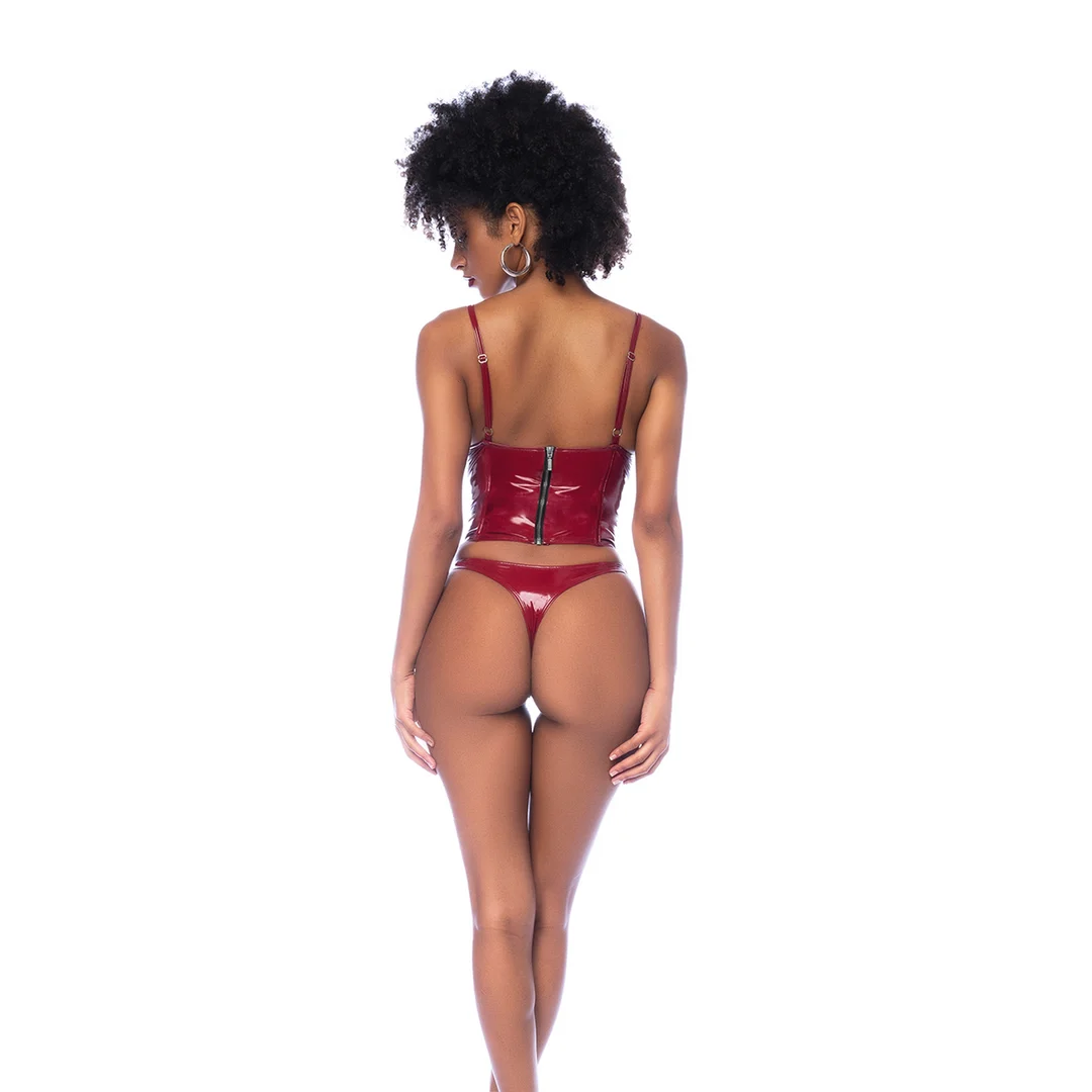 Conjunto bustier Mapalé en rojo vino brillante - Imagen 1